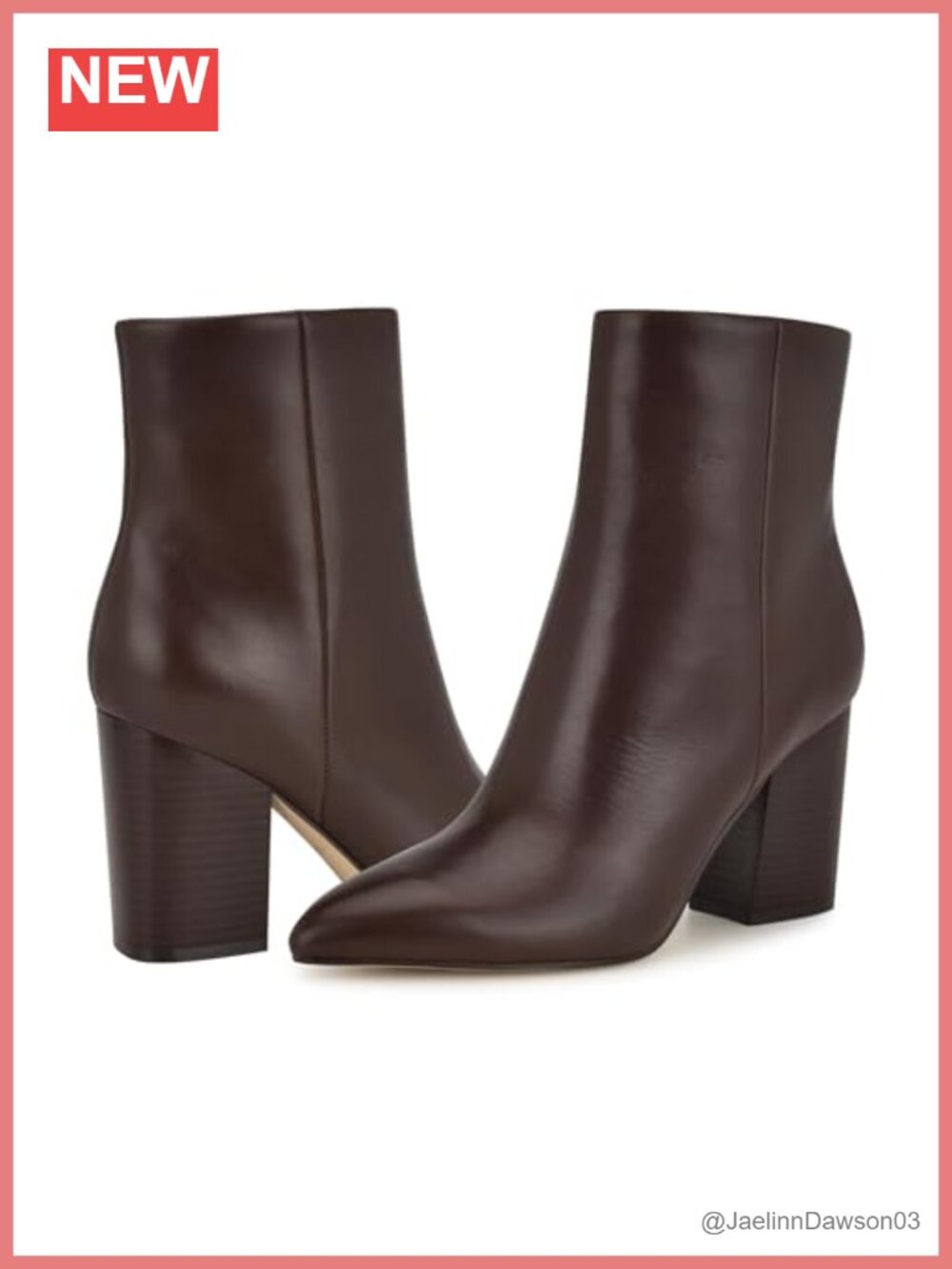 Nine West Plumm Dress Bootie Leather Block Heel Ankle Boot